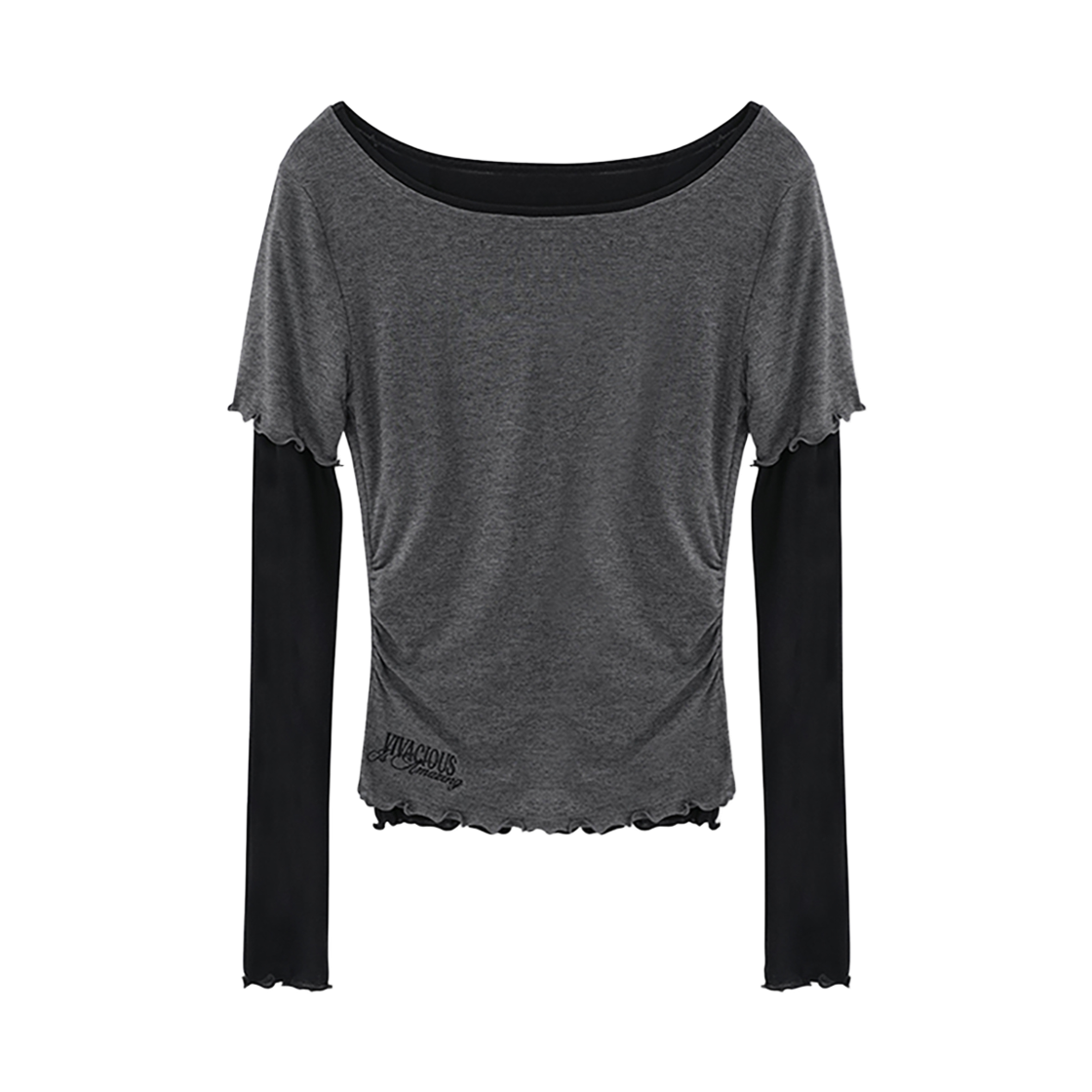 VV63TS02CHBK VIVACIOUS Fle Merrow Wool Short&Long Sleeve Set CHARCOAL X BLACK