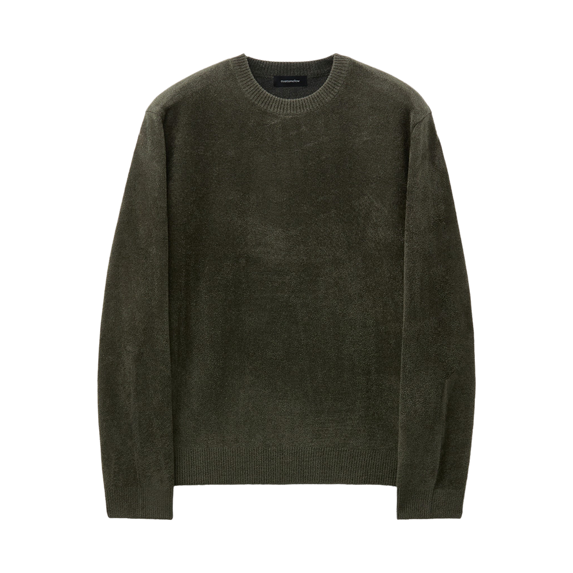 커스텀멜로우 셔닐 크루넥 니트 카키(Customellow Chenille Crewneck Knit Khaki)