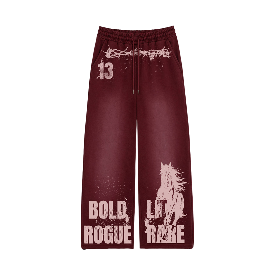 26FV007 Venhit Horse 13 Washed Sweatpants Burgundy