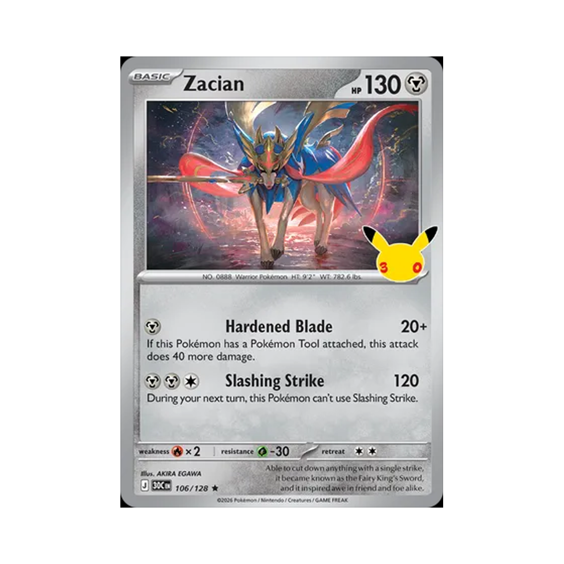 30C106-128 Pokemon TCG Zacian R 30th Celebration (English Ver.)