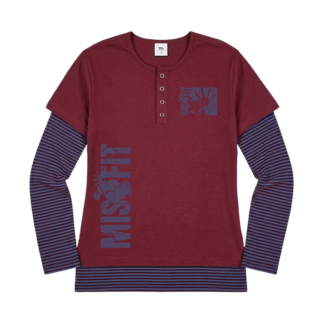26FV007 Venhit MISSFIT Striped Layered Slim Fit Sleeve Burgundy