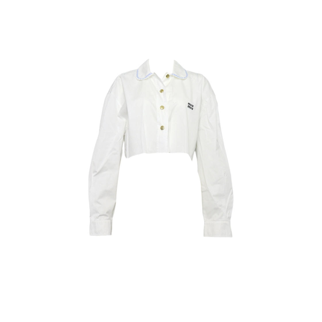 ITMWRPDFRL72 Miu Miu White Poplin Cropped Women Shirt