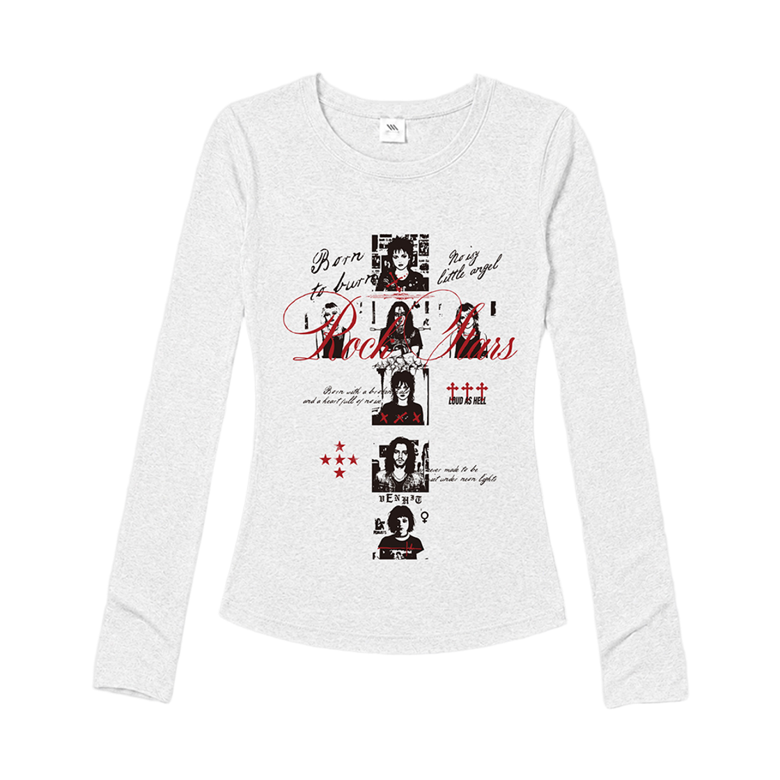 26FV010 Venhit Noisy Angels Slim-Fit Long Sleeve T-Shirt_White Melange