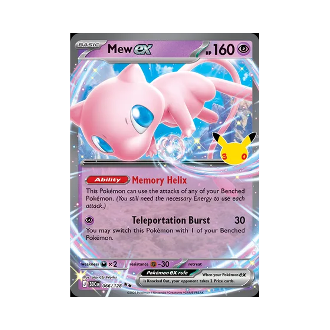 30C066-128 Pokemon TCG Mew ex RR 30th Celebration (English Ver.)