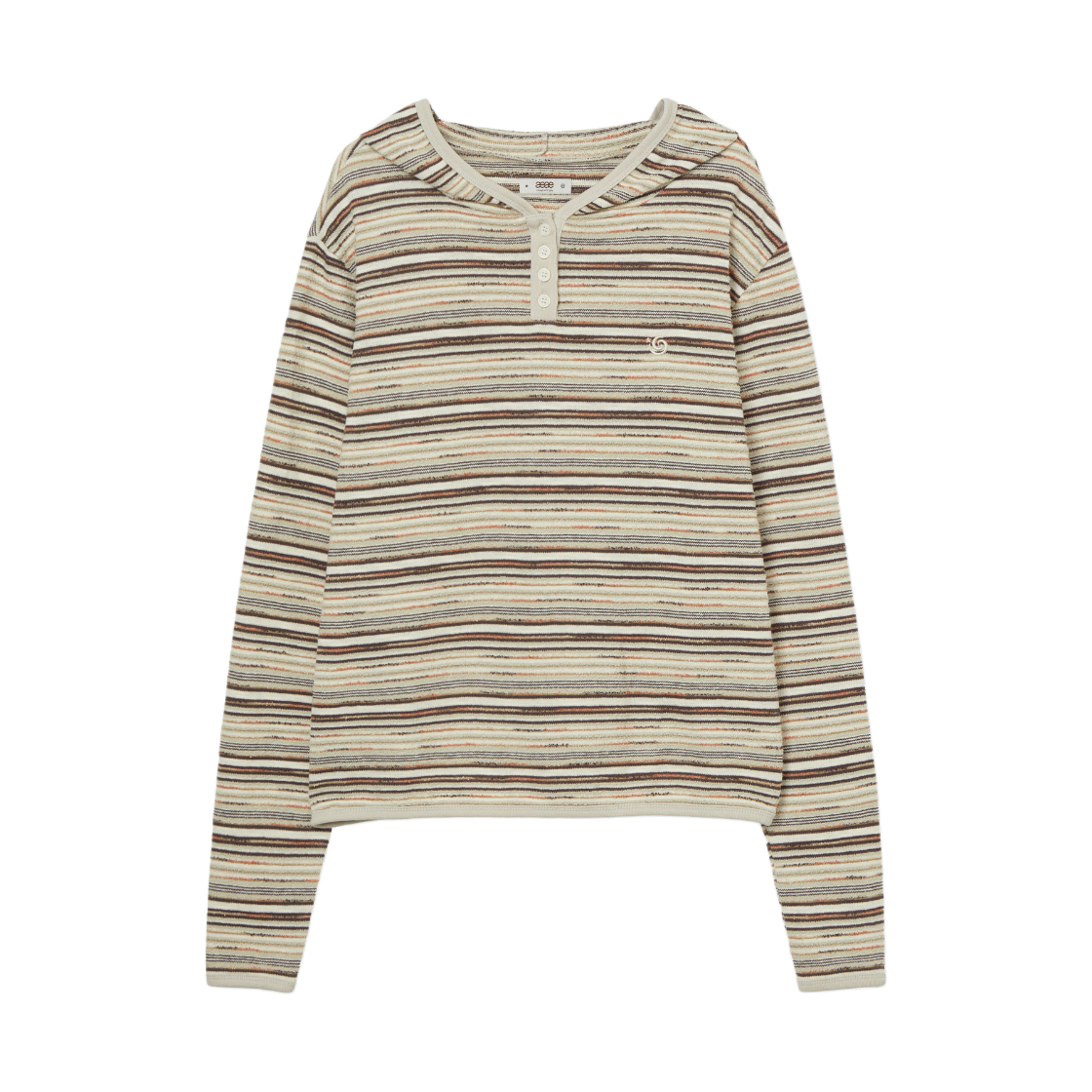 KW6DKNPAE02IV [오프라인 전용] AEAE Women Stripe Knit Hoodie Ivory - 26FW