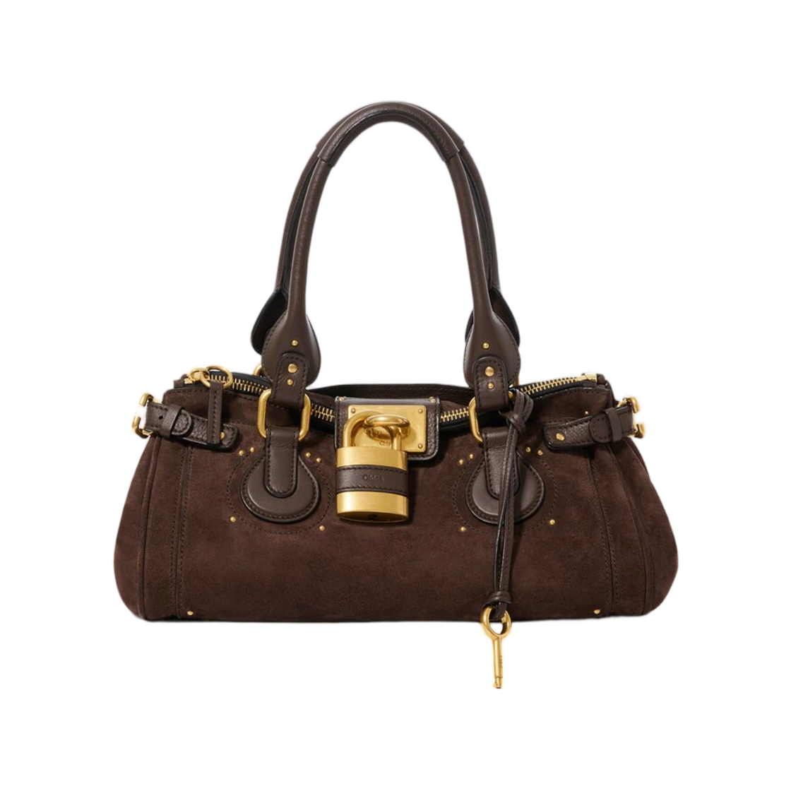 CH26AS802S7724X Chloe Paddington Bag in Suede Leather Kohl Brown