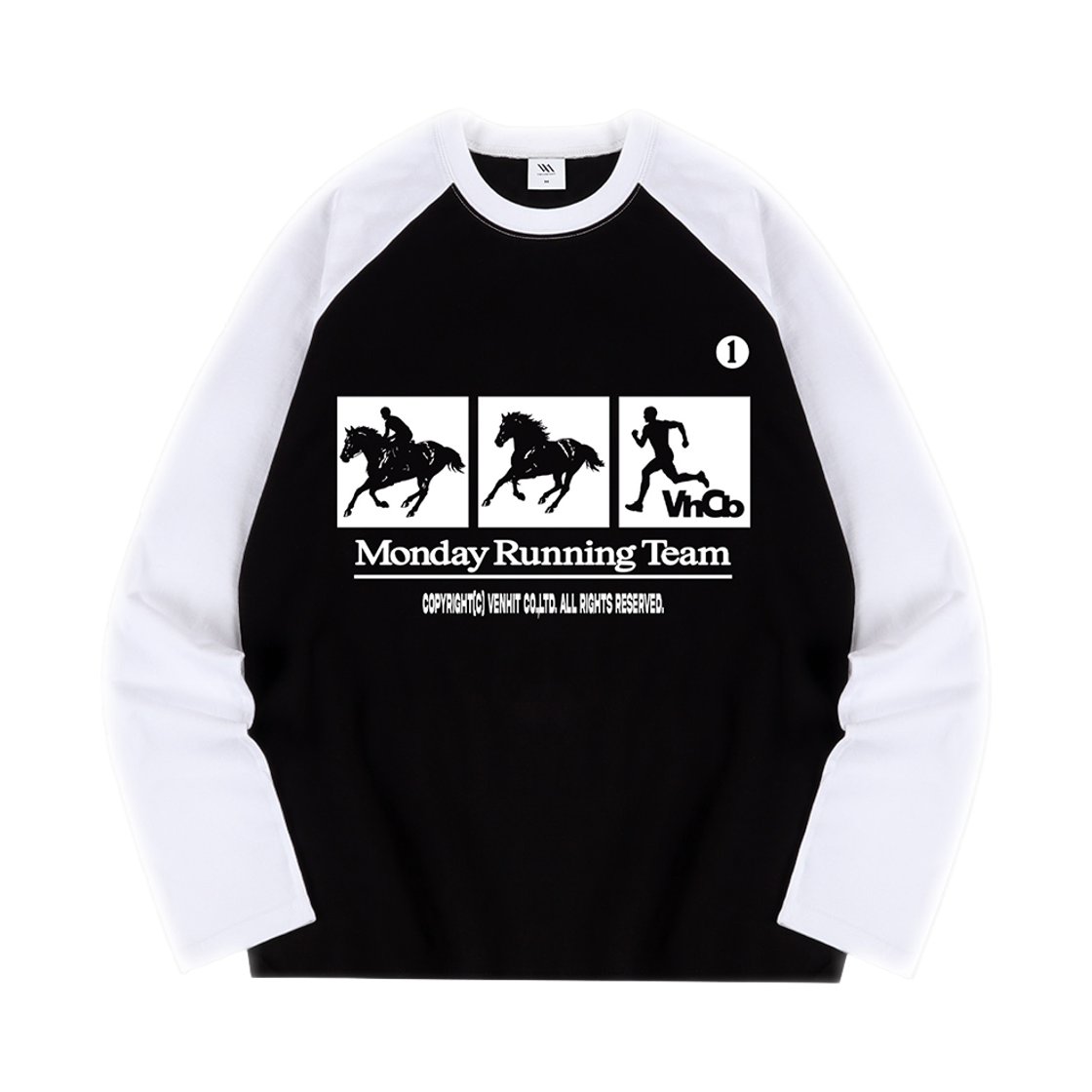 26FV007 Venhit MRH Raglan Long Sleeve Black-White