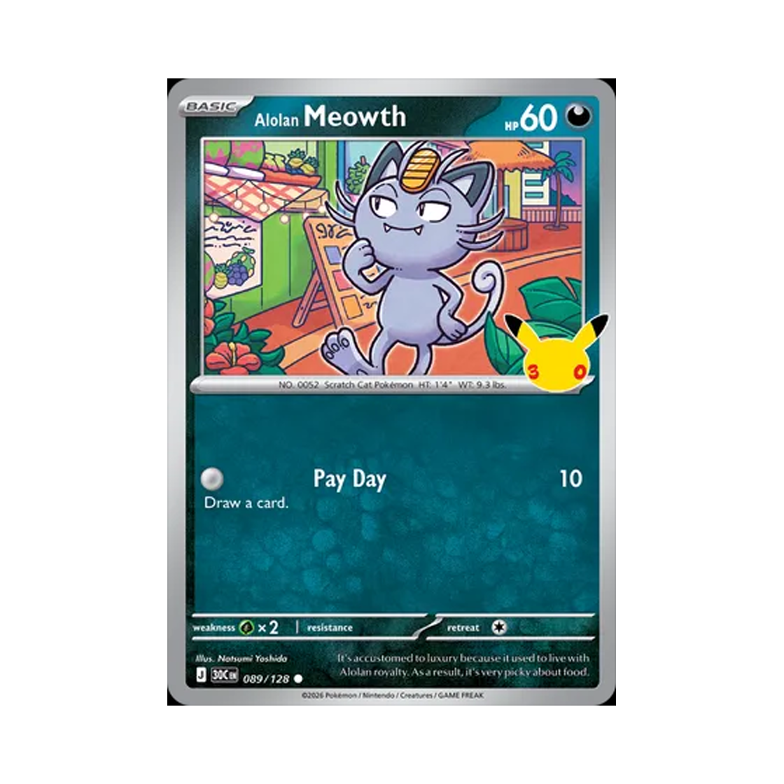 30C089-128 Pokemon TCG Alolan Meowth C 30th Celebration (English Ver.)
