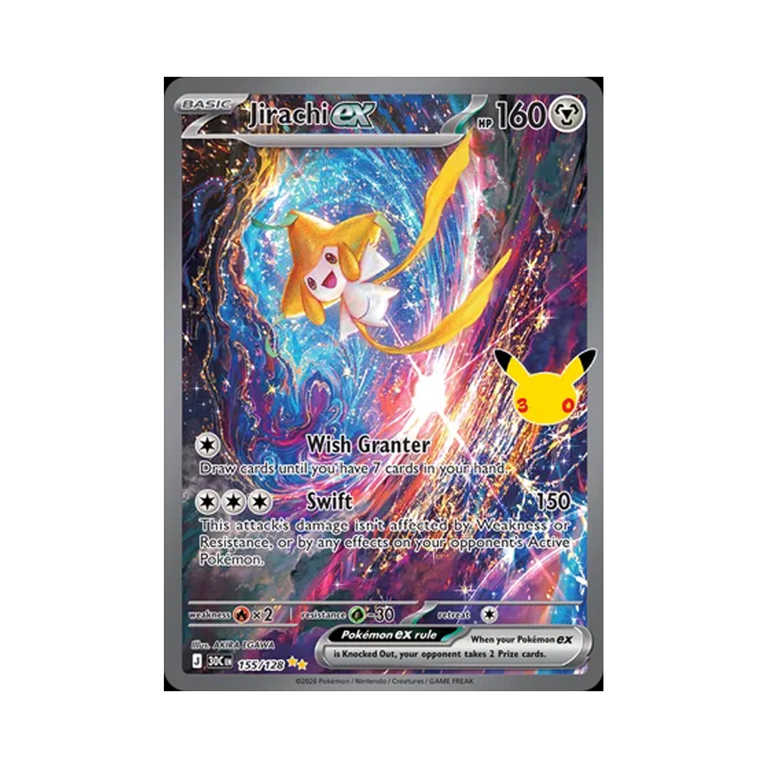 30C155-128 Pokemon TCG Jirachi ex SAR 30th Celebration (English Ver.)