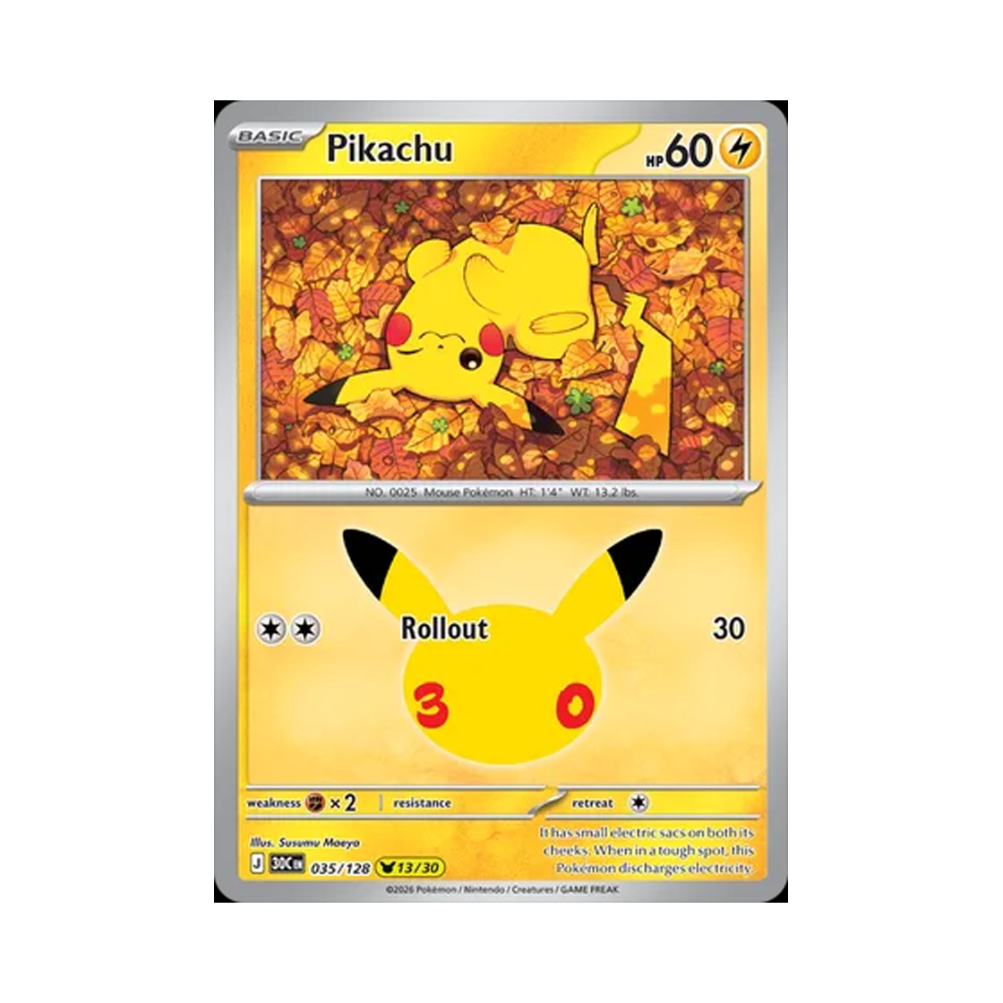 30C035-128 Pokemon TCG Pikachu 13/30 30th Celebration (English Ver.)