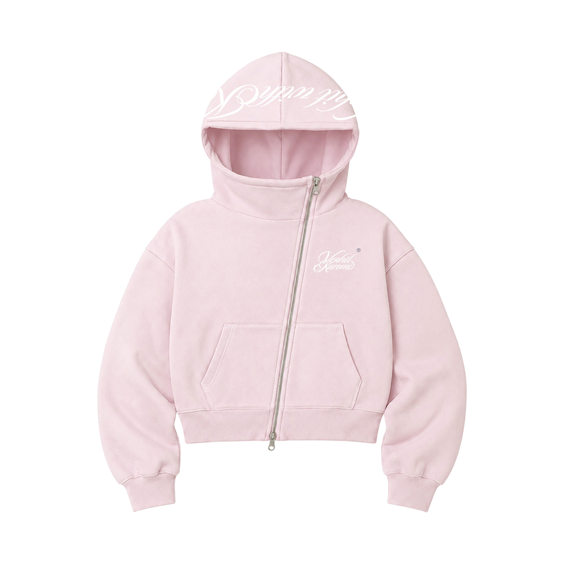 VK6F001 [KREAM 단독] VENHIT x KUROMI VK Serif Lettering Side Hoodie Zip-Up Pink
