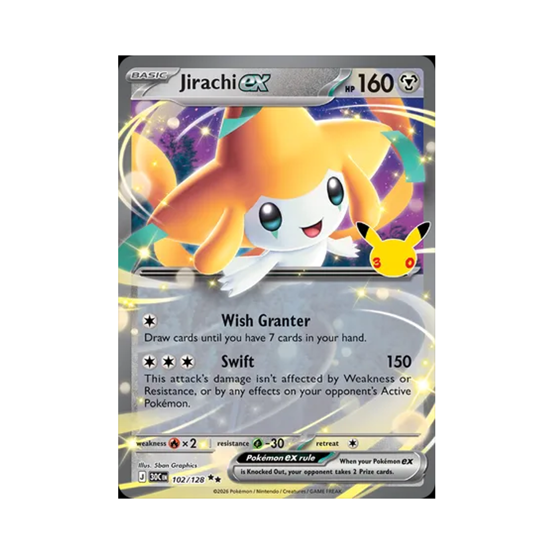 30C102-128 Pokemon TCG JARachi ex RR 30th Celebration (English Ver.)