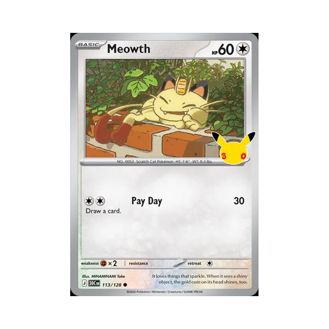 30C113-128 Pokemon TCG Meowth C 30th Celebration (English Ver.)