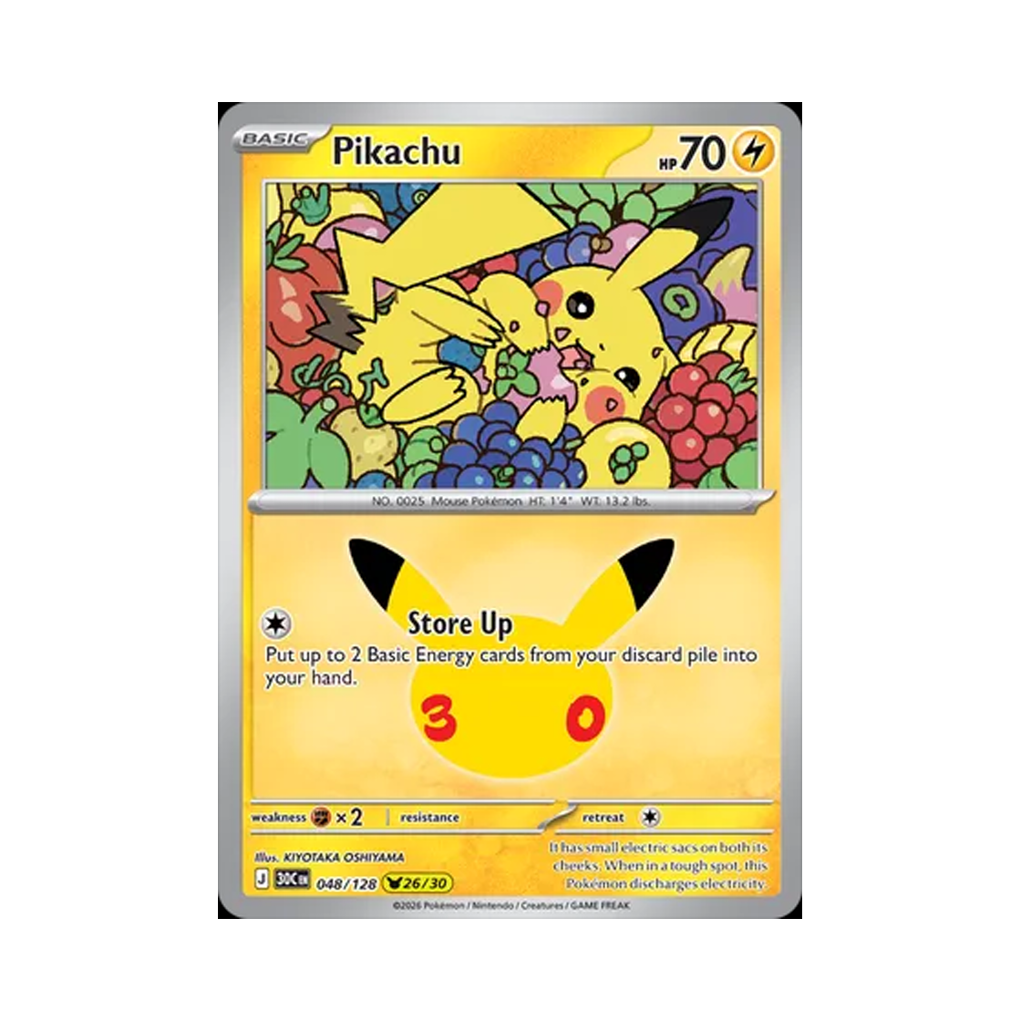 30C048-128 Pokemon TCG Pikachu 26/30 30th Celebration (English Ver.)