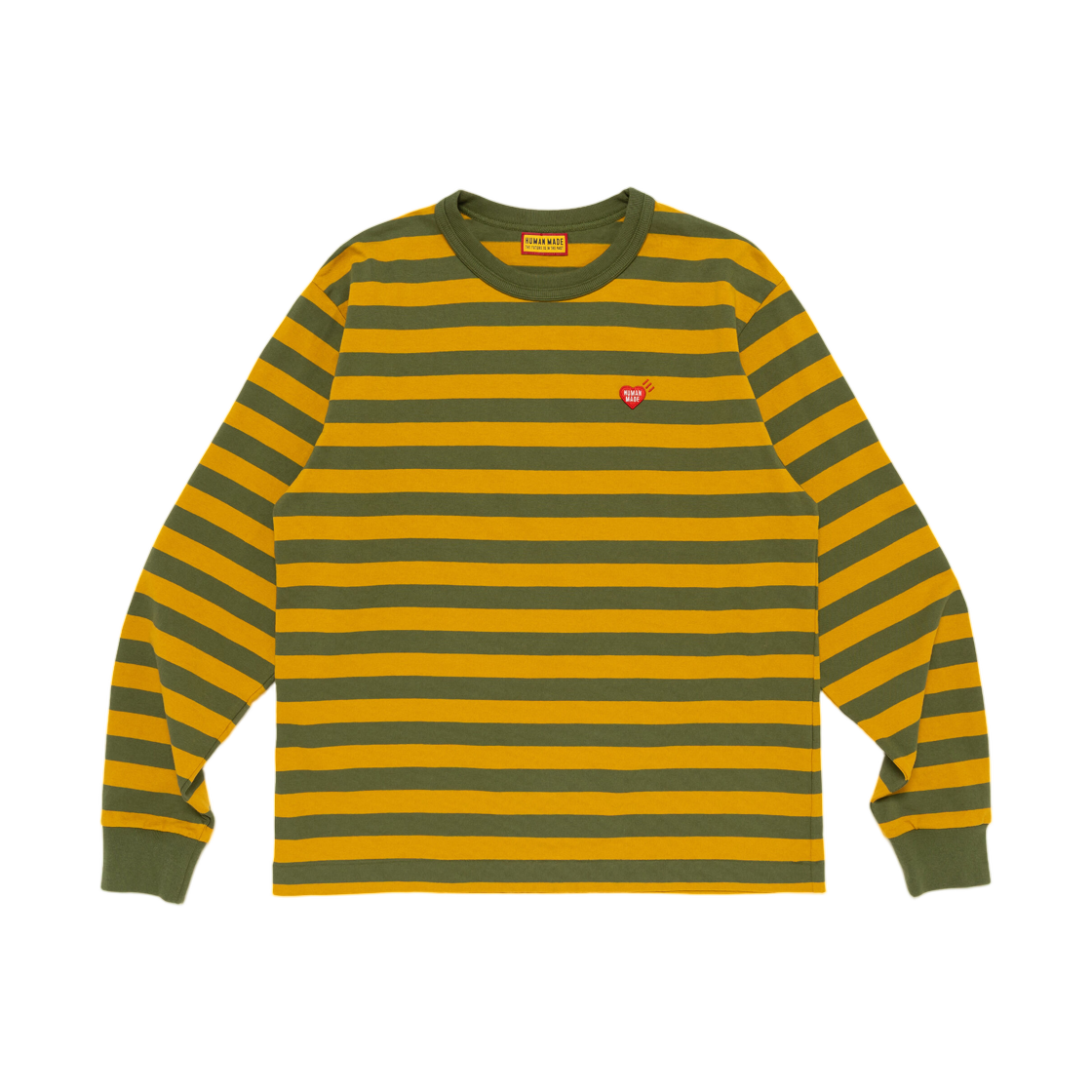 HM32CS026 Human Made Striped L/S T-Shirt Olive Drab