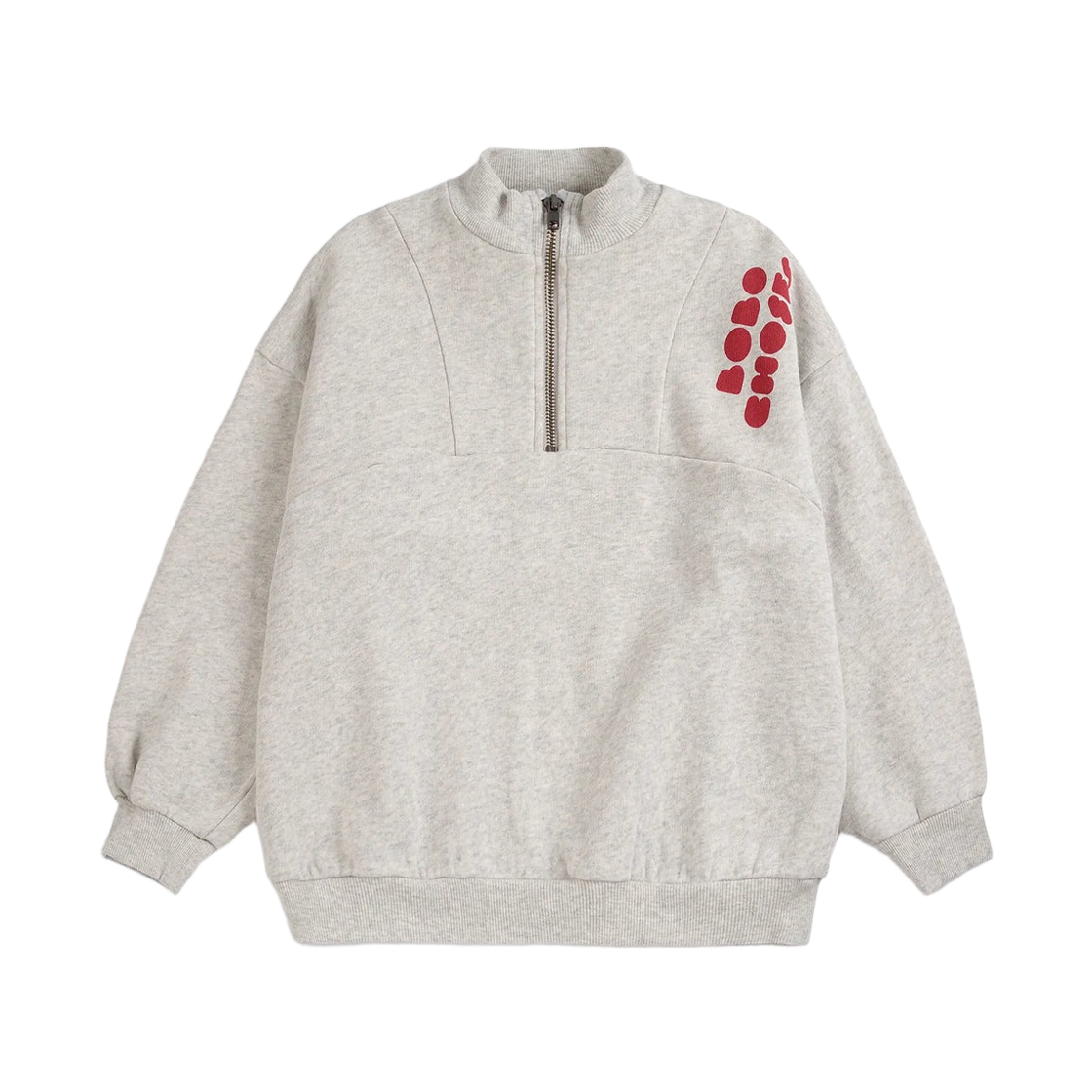 226AC114 (Kids) Bobo Choses Bolder Half Zipped Sweatshirt Light Heather Grey