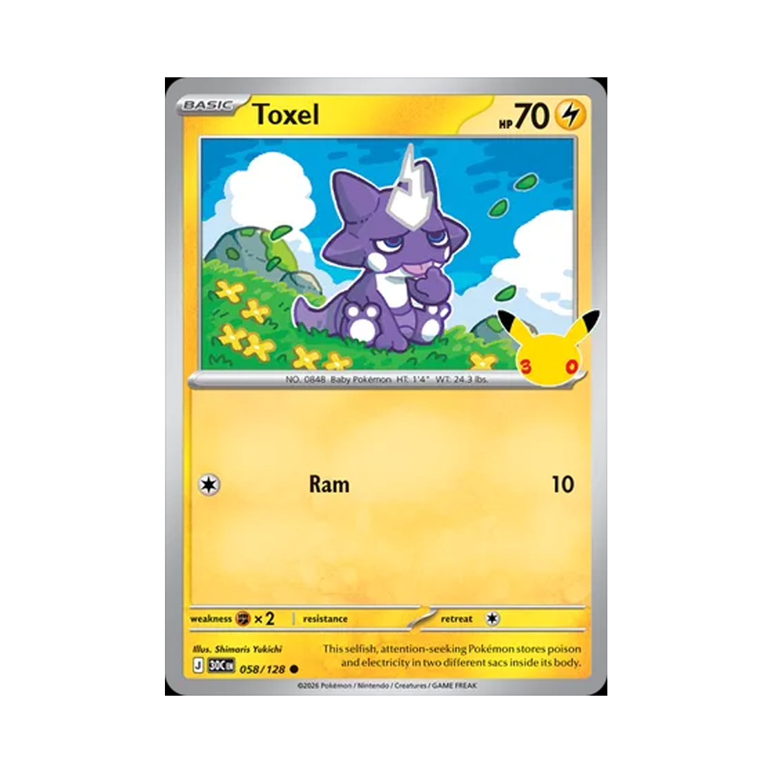 30C058-128 Pokemon TCG Toxel C 30th Celebration (English Ver.)