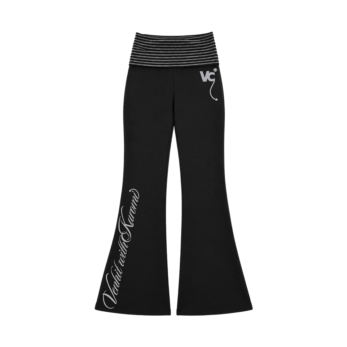 VK6F013 [KREAM 단독] VENHIT x KUROMI Stripe Banding Bootcut Pants Black