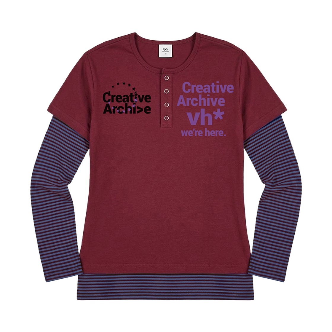 26FV007 Venhit Creative Striped Layered Slim Fit Sleeve Burgundy