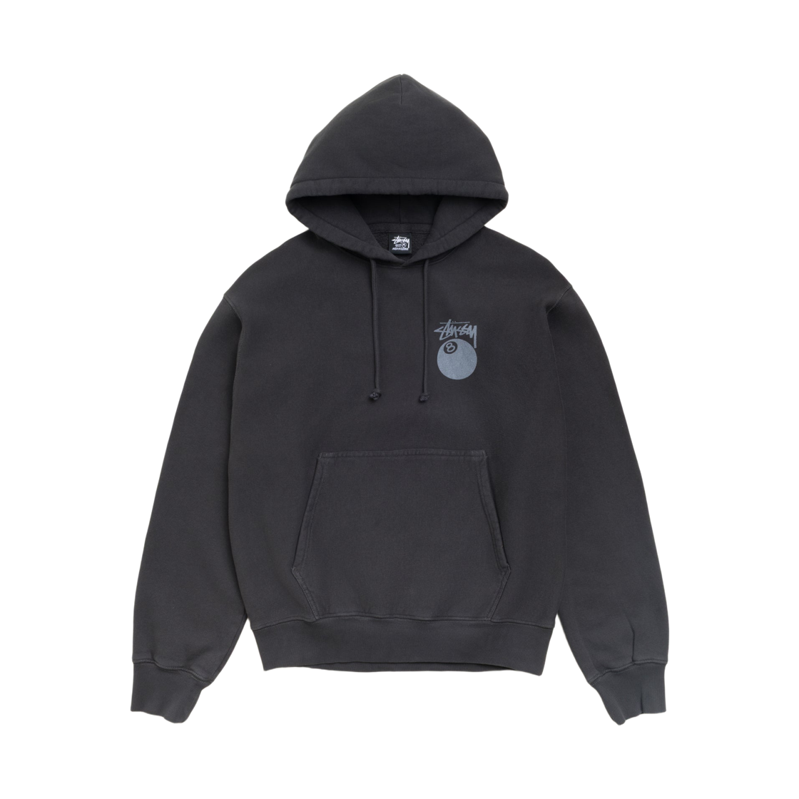1925022GD Stussy 8 Ball Hoodie Garment Dyed Faded Black