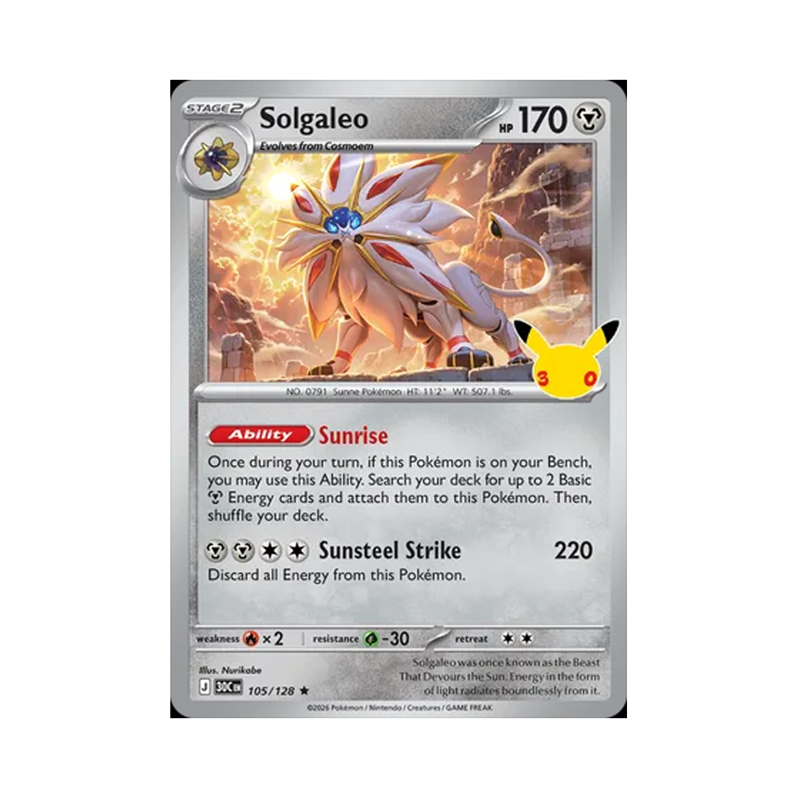 30C105-128 Pokemon TCG Solgaleo R 30th Celebration (English Ver.)