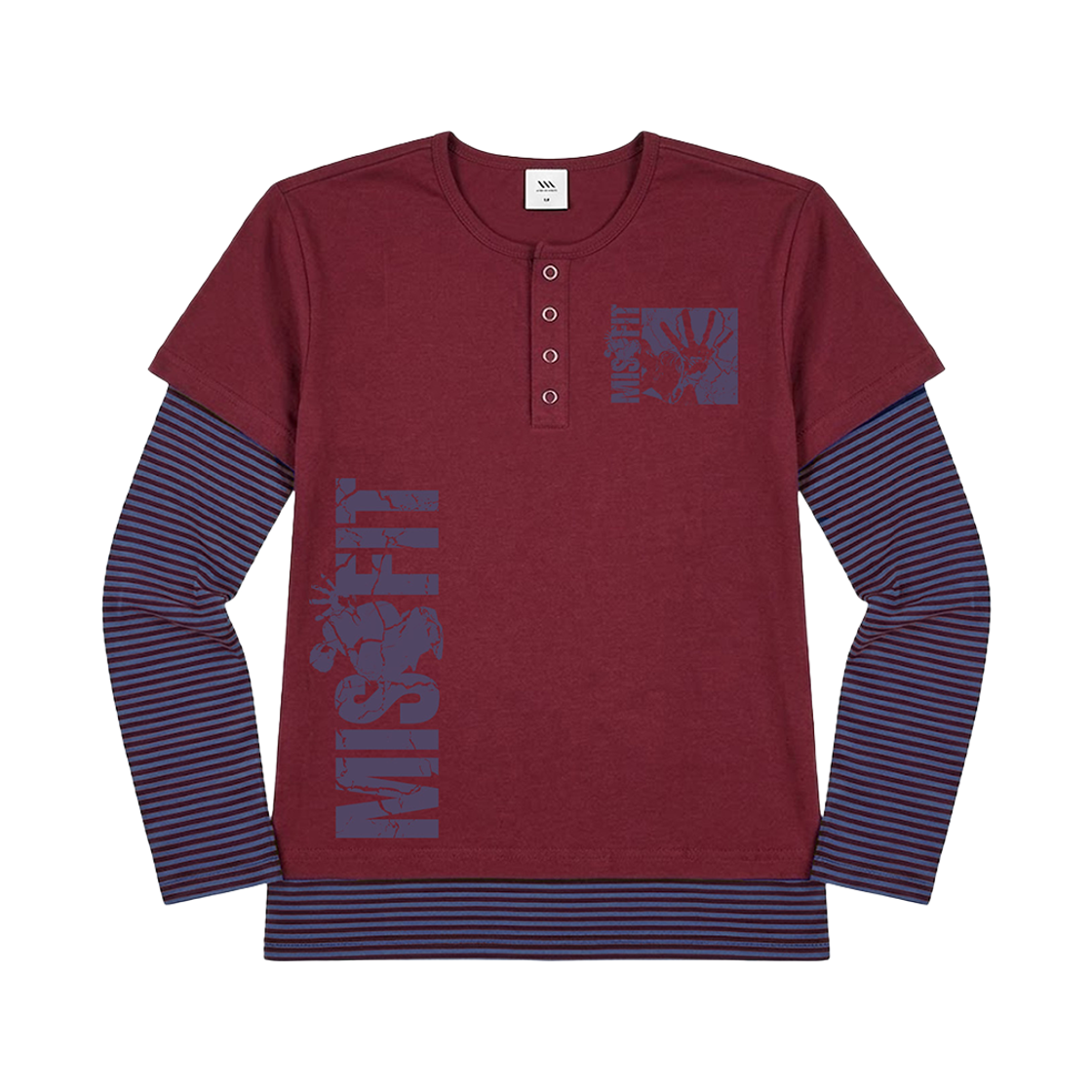 26FV007 Venhit MISSFIT Striped Layered Loose Fit Sleeve Burgundy