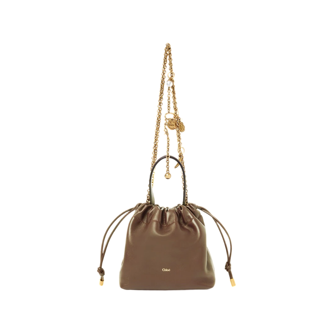 CH26SP126R1220U Chloe Mini Chloe Icons Shoulder Bag with Chain in Soft Leather Smoked Brown