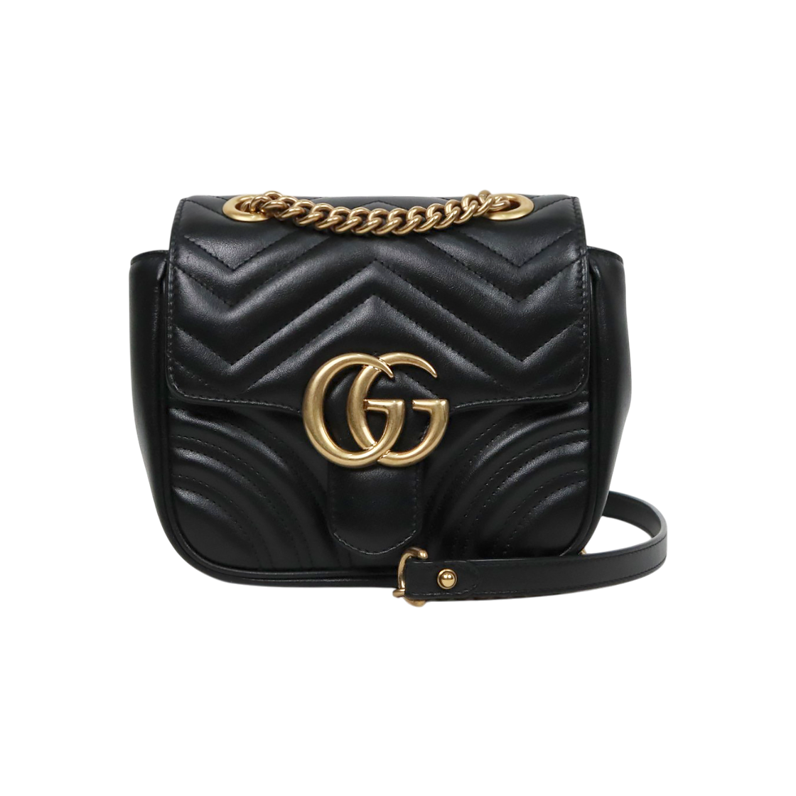 ITKJ7JNFB523 Gucci Mini Black Marmont Matelasse Shoulder Bag