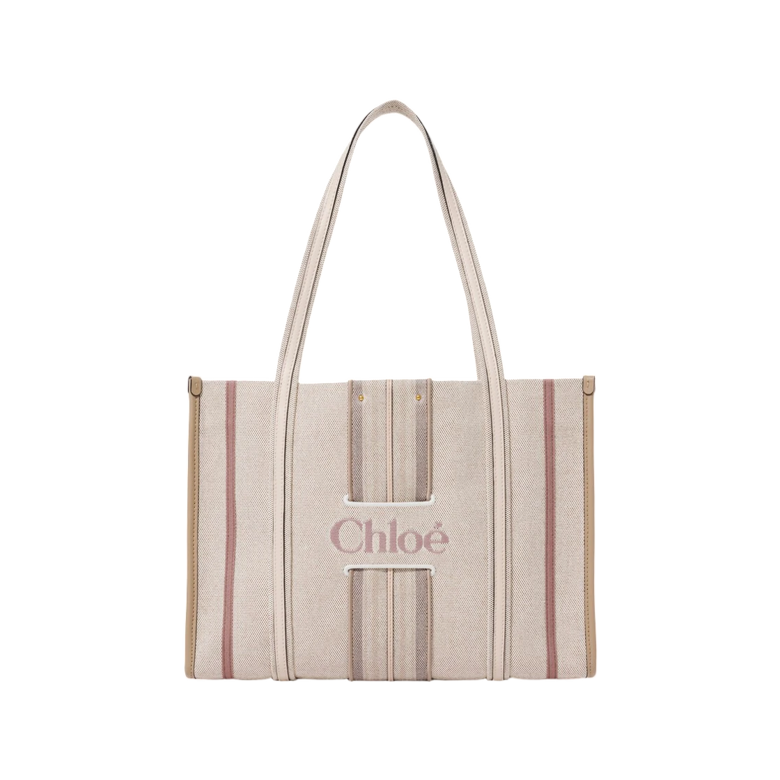 CH26WS935T776H3 Chloe Woody Loop Tote Bag in Canvas Nude