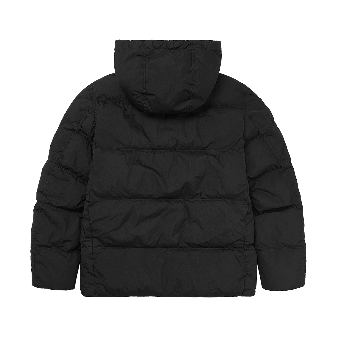 스톤 아일랜드 4100011 크링클랩스 NY 리사이클 나일론 후드 다운 자켓 블랙 - 25FW(Stone Island 4100011 Crinkle Reps NY Recycled Nylon Hooded Down Jacket Black - 25FW) - 2