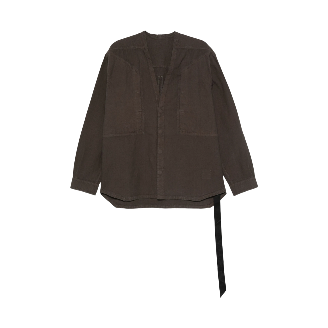 DU02E7298-CL-78 Rick Owens Drkshdw Long Sleeve Larry Jumbo Fogpocket Shirt Brown