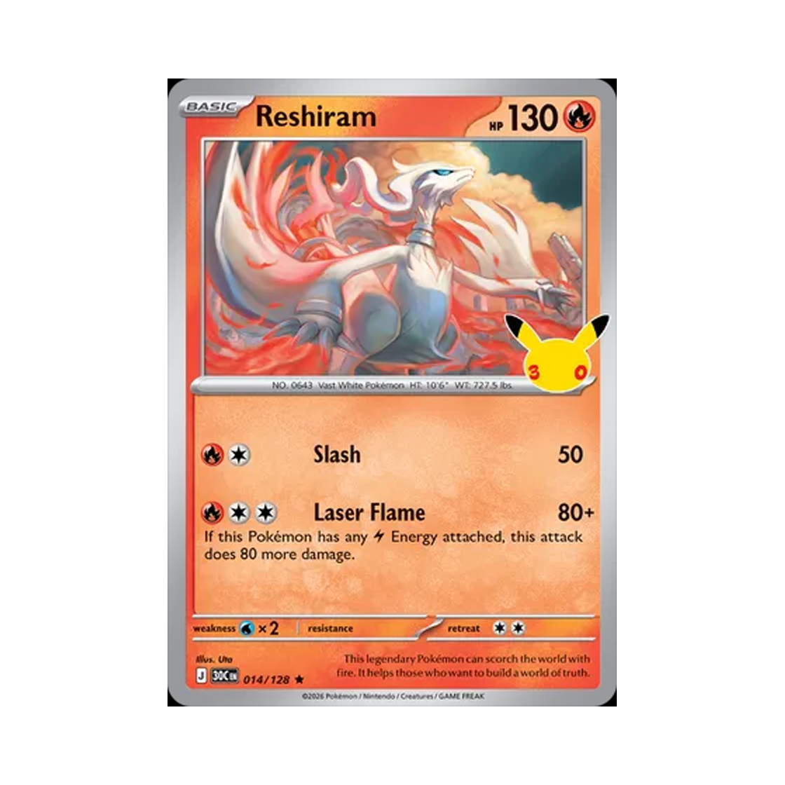 30C014-128 Pokemon TCG ReshARam R 30th Celebration (English Ver.)