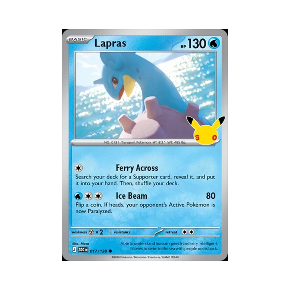 30C017-128 Pokemon TCG Lapras C 30th Celebration (English Ver.)