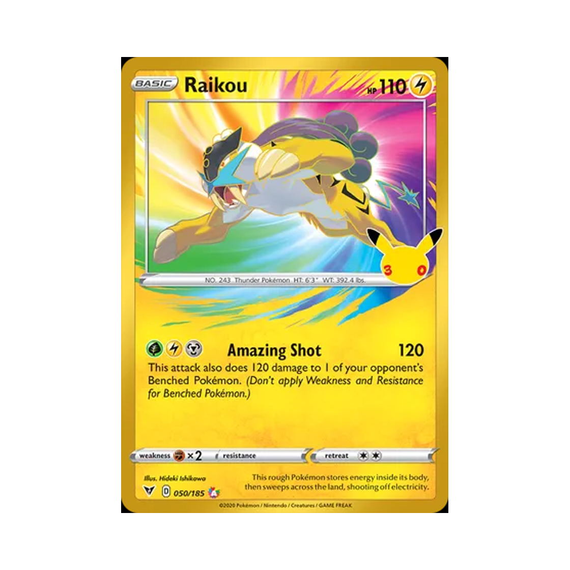 30C050-185 Pokemon TCG Raikou AR 30th Celebration Classic Collection (English Ver.)