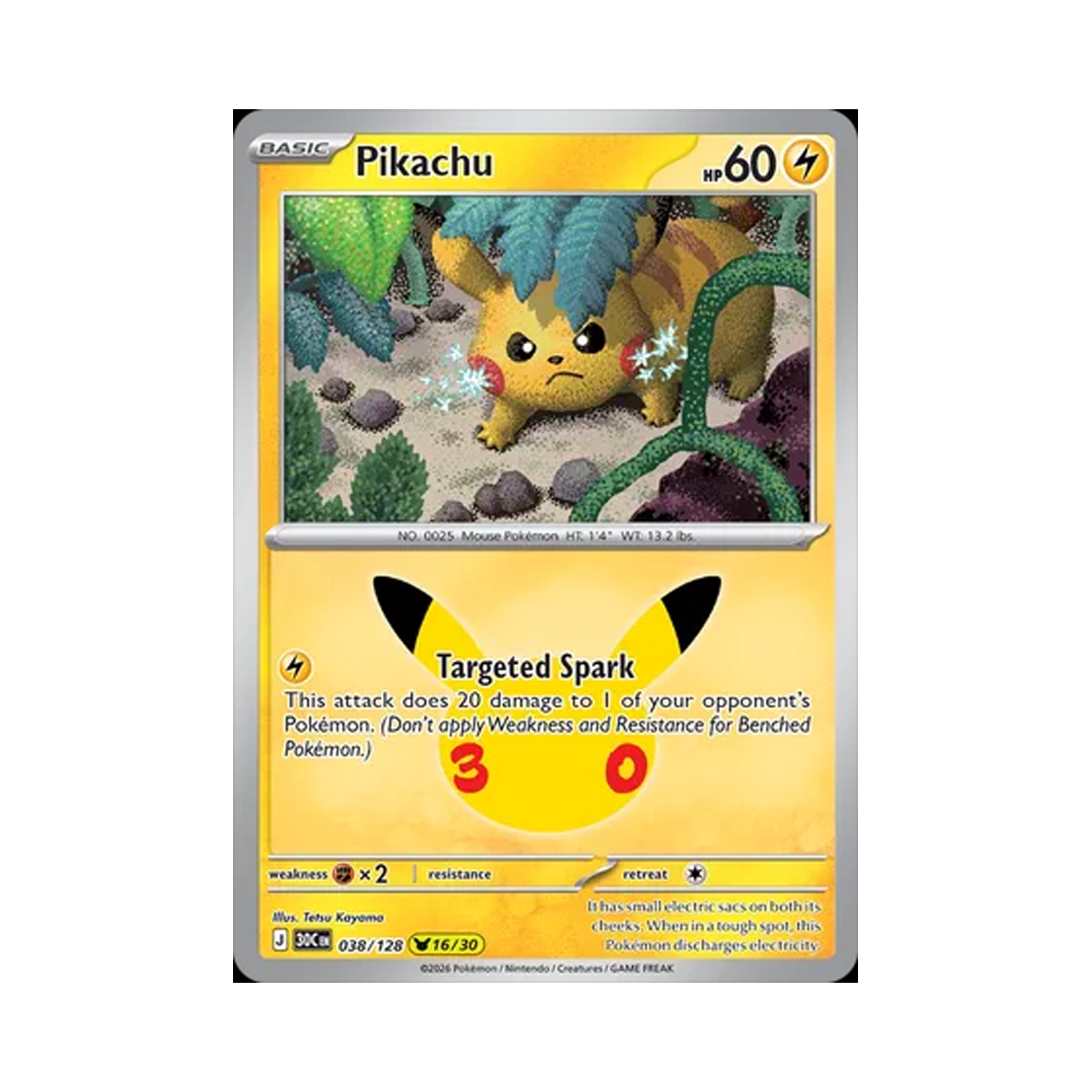 30C038-128 Pokemon TCG Pikachu 16/30 30th Celebration (English Ver.)