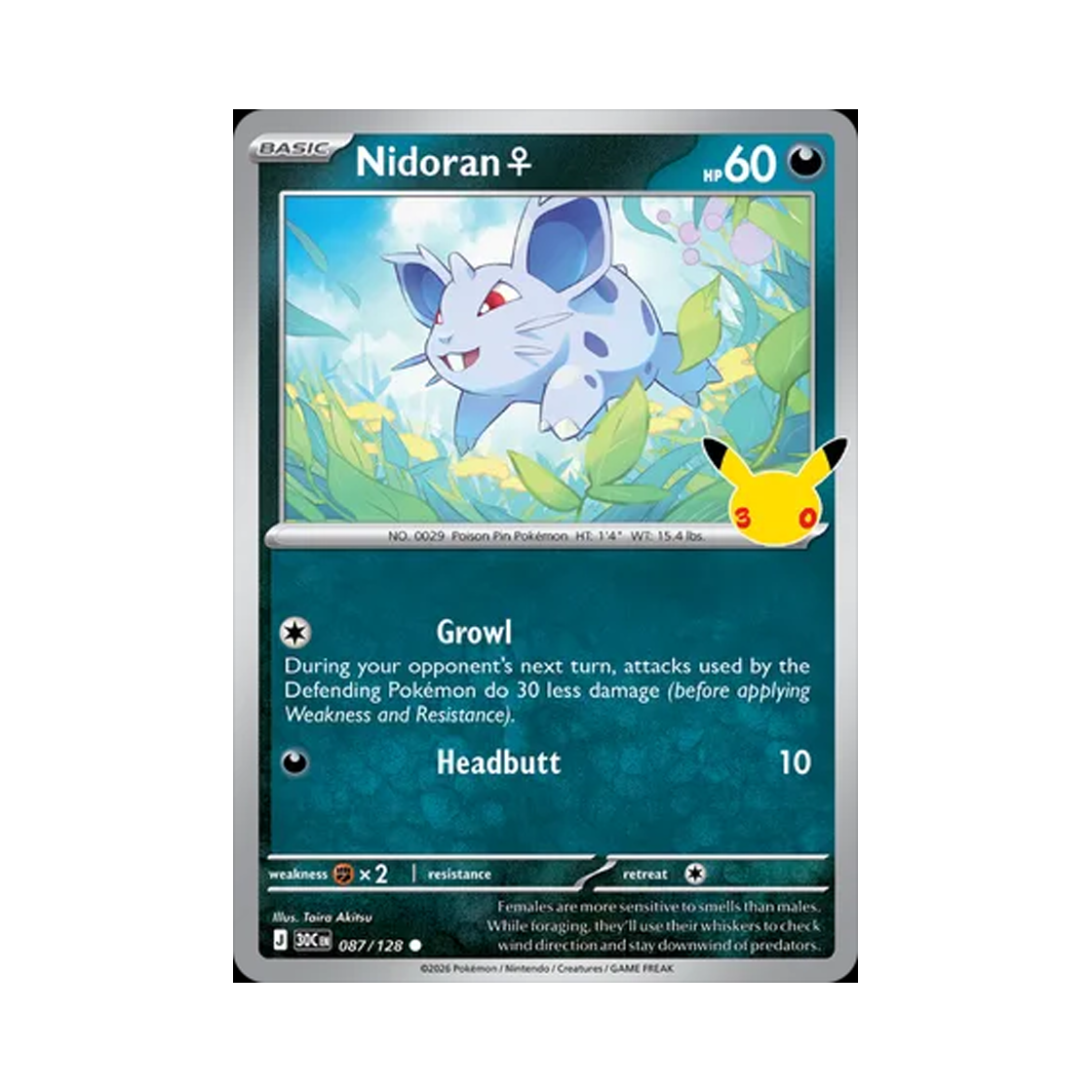 30C087-128 Pokemon TCG Nidoran ♀ C 30th Celebration (English Ver.)