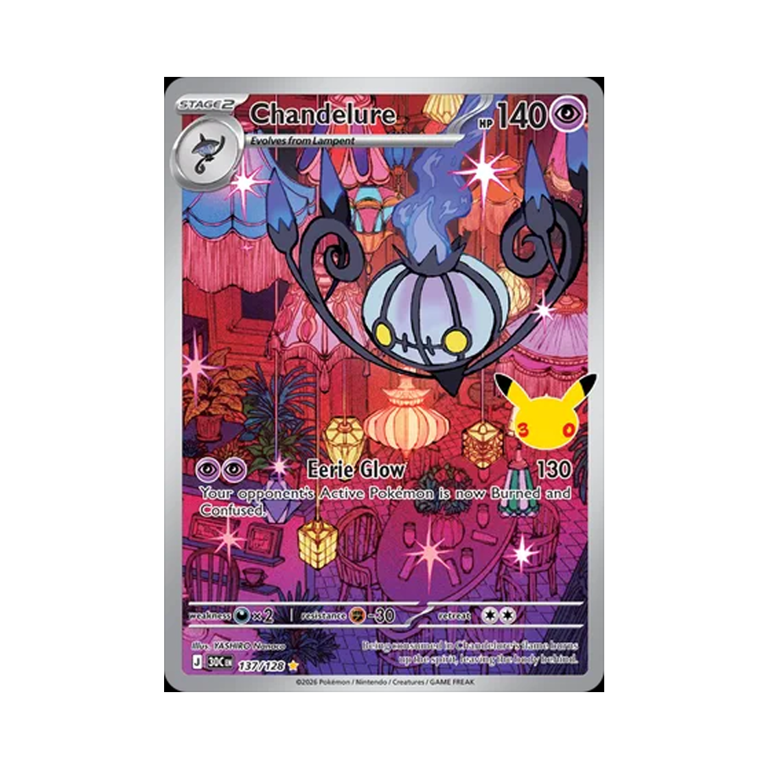 30C137-128 Pokemon TCG Chandelure AR 30th Celebration (English Ver.)