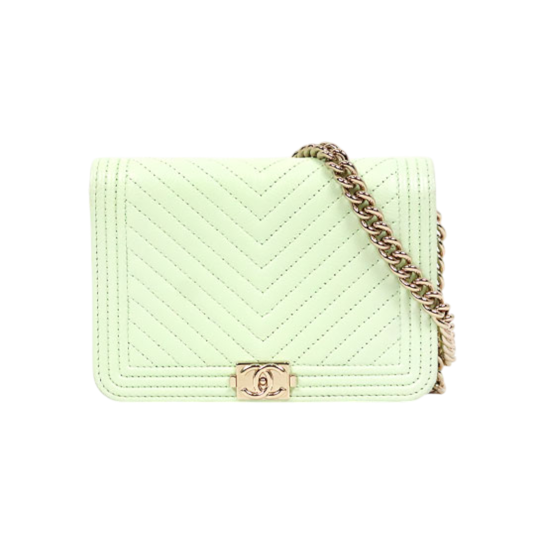 IT7HLE2CLU3T Chanel Mint Chevron Caviar Boy WOC