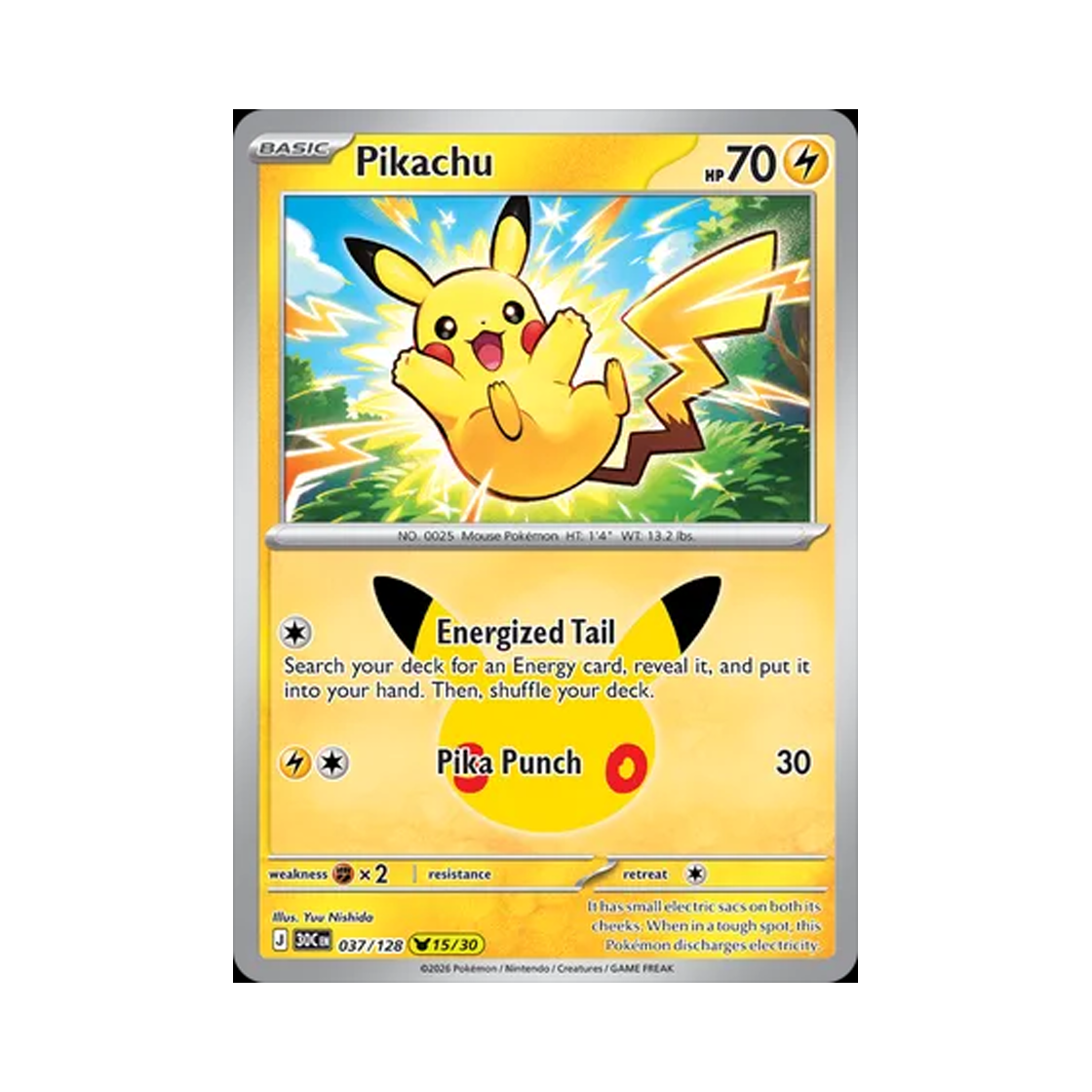 30C037-128 Pokemon TCG Pikachu 15/30 30th Celebration (English Ver.)