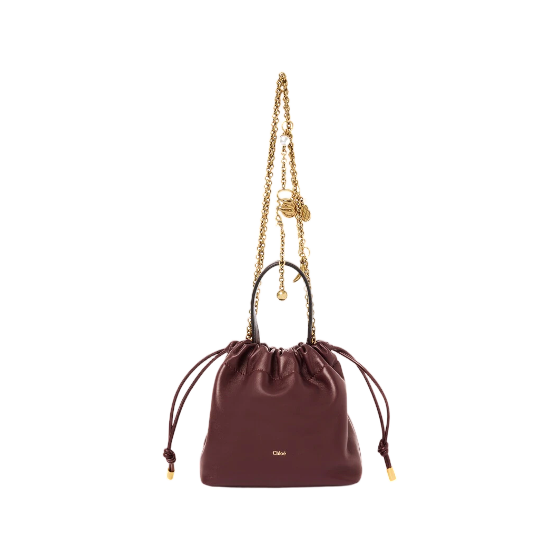 CH26SP126R12606 Chloe Mini Chloe Icons Shoulder Bag with Chain in Soft Leather Burnt Red
