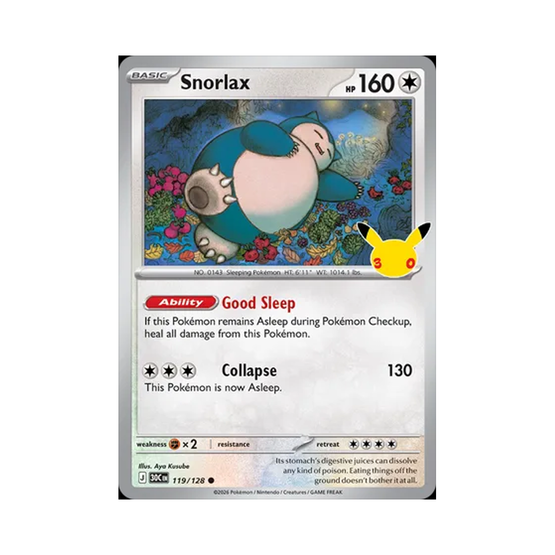 30C119-128 Pokemon TCG Snorlax C 30th Celebration (English Ver.)