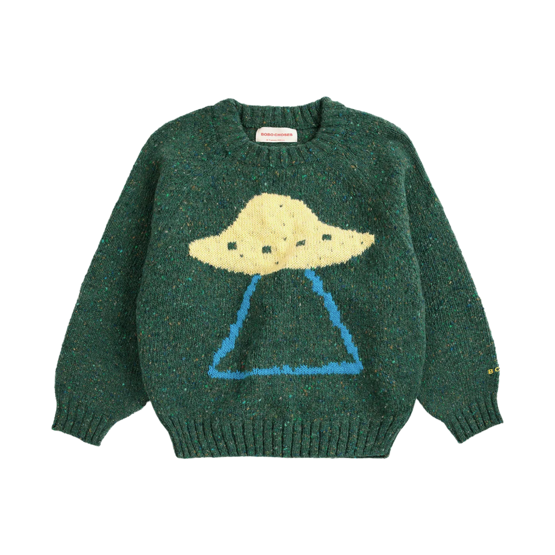 (키즈) 보보쇼즈 픽셀 어브덕션 자카드 점퍼 다크 그린((Kids) Bobo Choses Pixel Abduction Jacquard Jumper Dark Green)