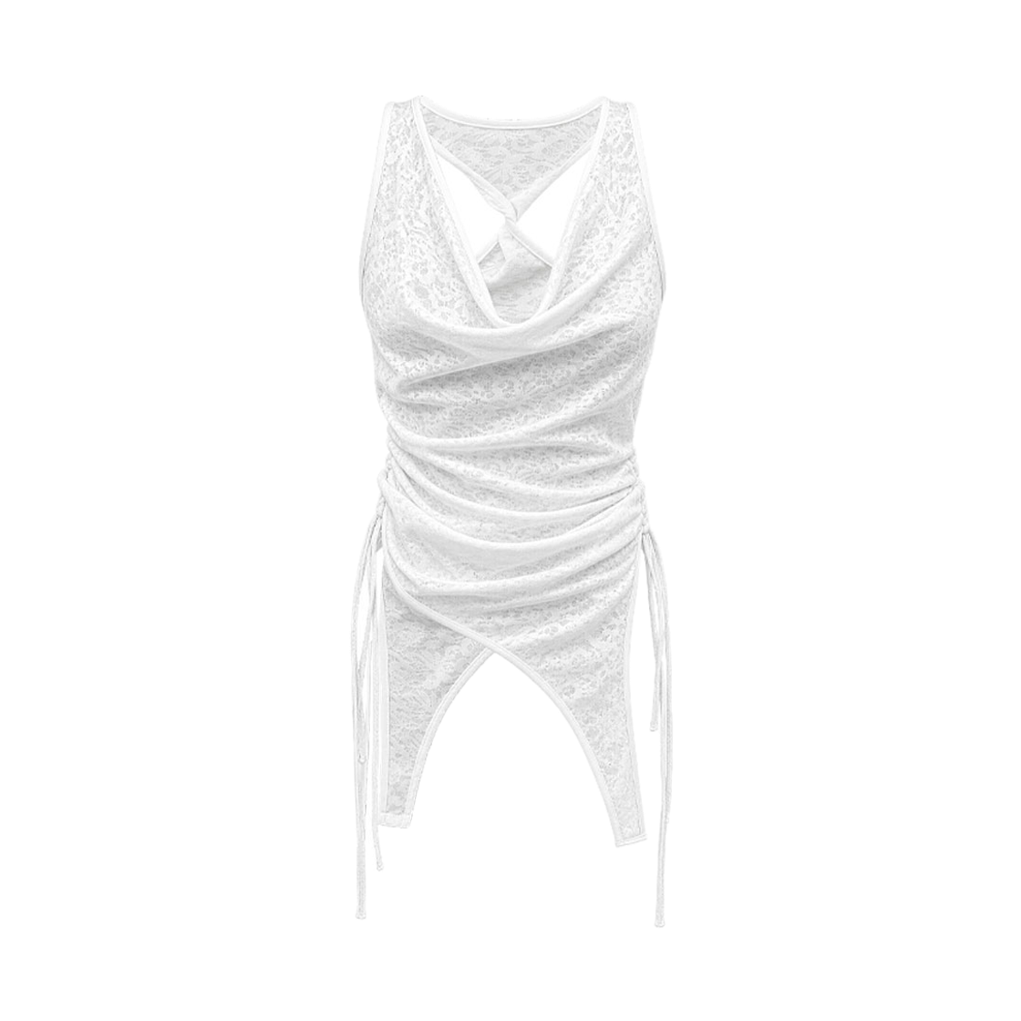 7BT2F63WXW000 Holy Number 7 Shirred Halter Sleeveless Top_White