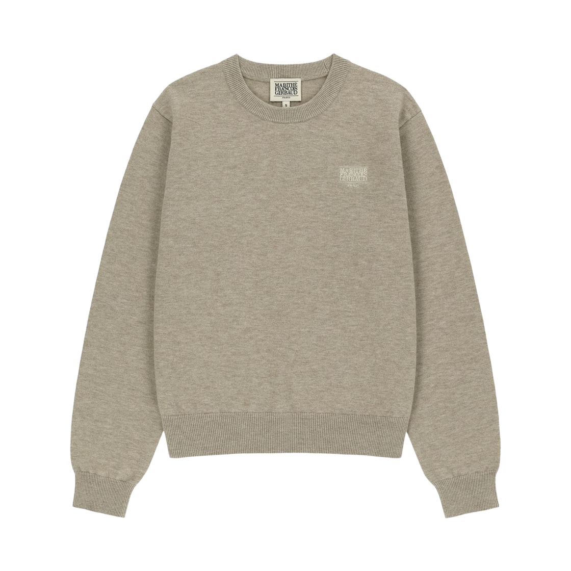 (W) 마리떼 프랑소와 저버 스몰 클래식 로고 니트 풀오버 베이지((W) Marithe Francois Girbaud Small Classic Logo Knit Pullover Beige)