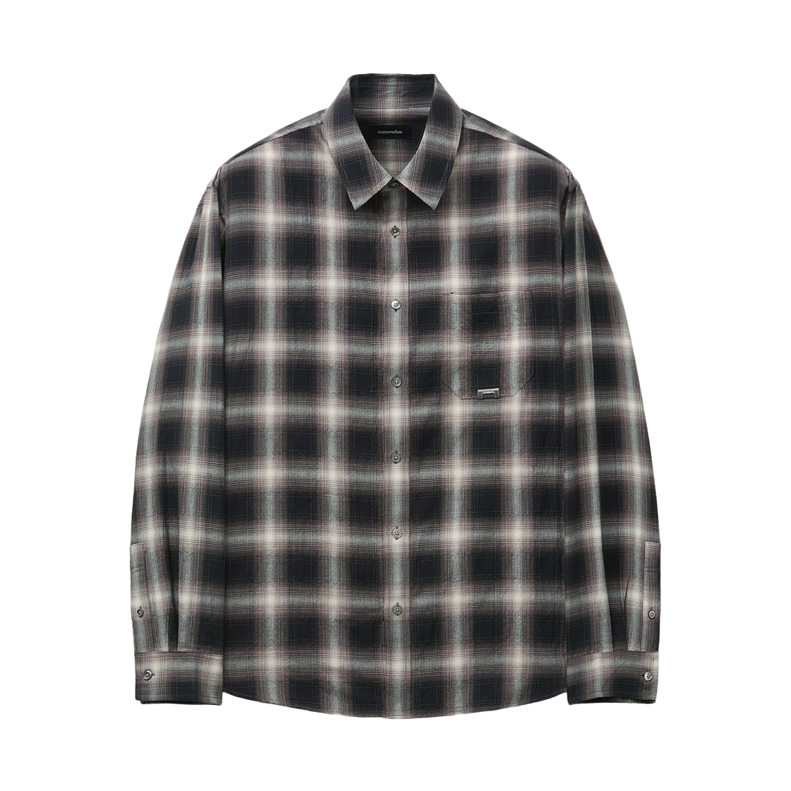 커스텀멜로우 루즈핏 옴브레 체크 셔츠 다크 그레이(Customellow Oversized Ombre Check Shirt Dark Gray)