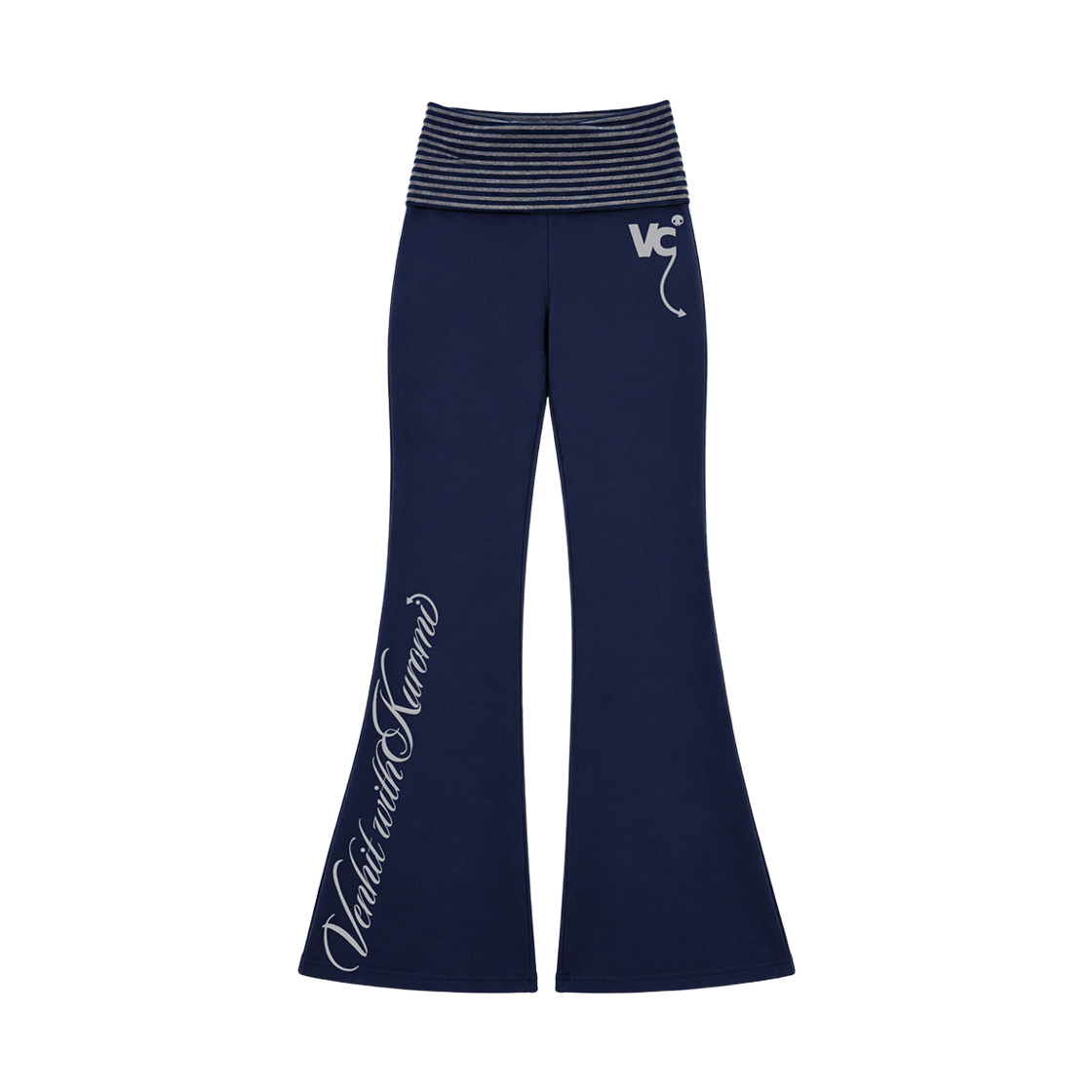 VK6F014 [KREAM 단독] VENHIT x KUROMI Stripe Banding Bootcut Pants Navy