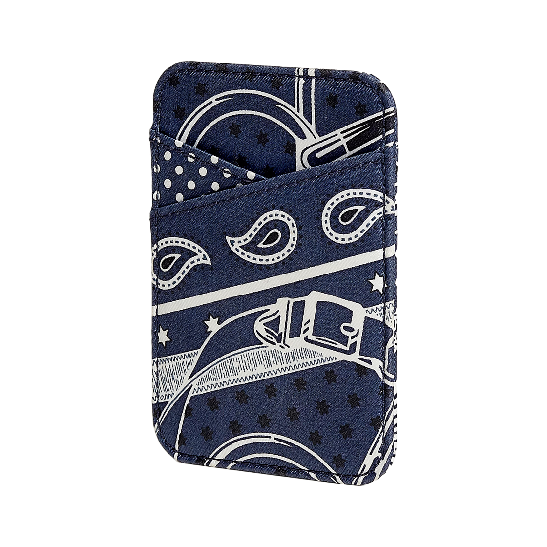 에르메스 반다나 에페론 도르 맥세이프 카드 홀더 실크 & 블루 마린 누아 블랑(Hermes Bandana Eperon D'or Magsafe Card Holder Silk & Bleu Marine Noir Blanc) - 2