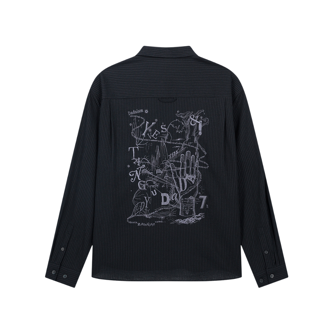 ZI5SH525BK ZIOSONGZIO Pleats Biomorphic Artwork Shirt Black