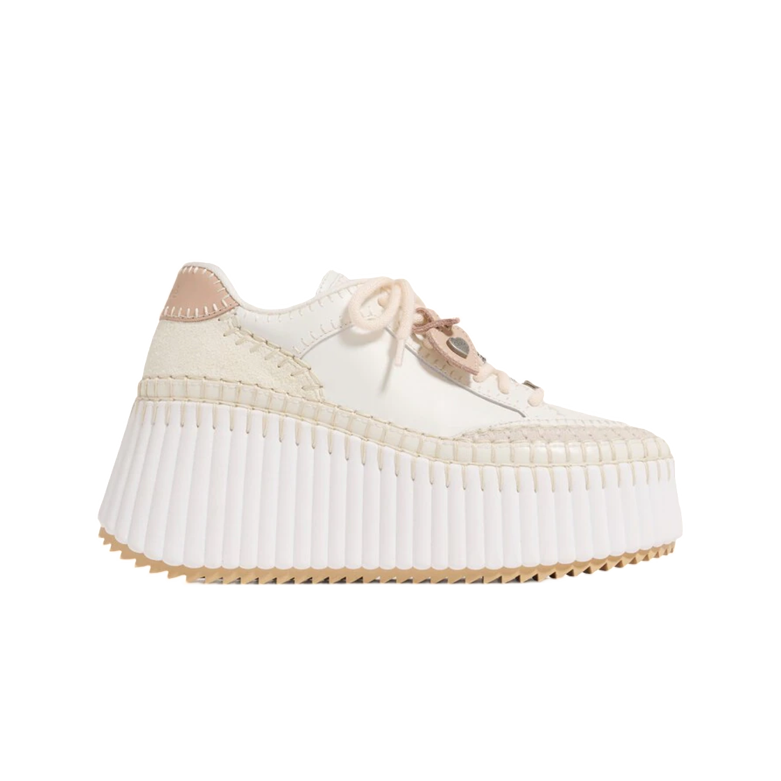 (W) 끌로에 나마 웨지 스니커즈 러블리 화이트((W) Chloe Nama Wedge Sneaker Lovely White)