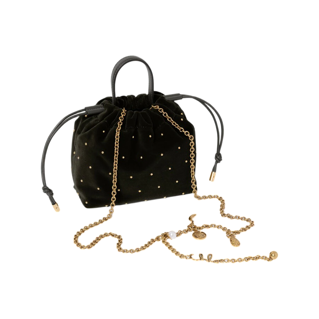 끌로에 미니 끌로에 아이콘 숄더백 체인 벨벳 스터드 블랙(Chloe Mini Chloe Icons Shoulder Bag with Chain in Velvet with Studs Black) - 2